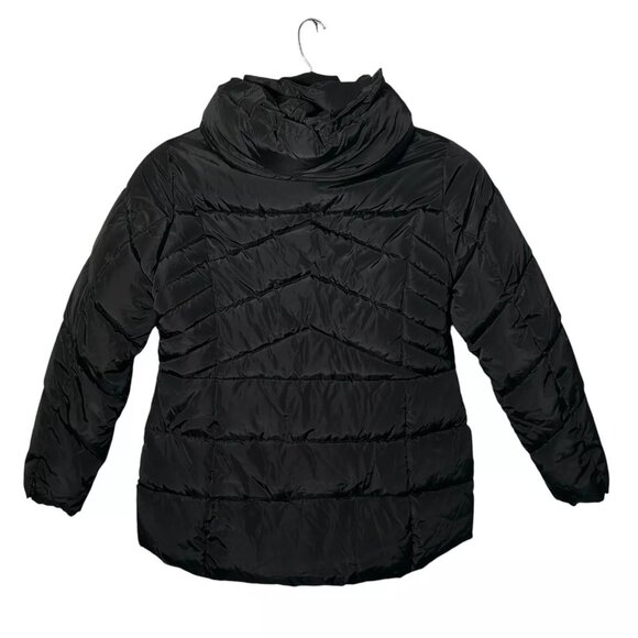 Tommy Hilfiger Women's Zip-up Short Puffer Coat Size L Black Zippered Pockets - Picture 10 of 16